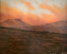 "Fire at Three Points", 2005, oil on canvas, 30 x 30"
