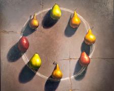 "Untitled (8 pears)", 2011, oil on canvas, 30 x 30"