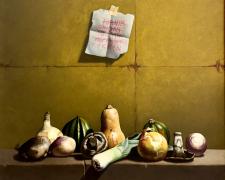"Untitled (shopping list)", 2008, oil on canvas, 30 x 30"