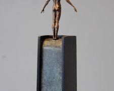 Descent (Diver Series), 2005, bronze, steel, 52 x 7 x 7", ed. 1/9 