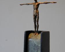 Poise (Diver Series), 2005, bronze, steel, 52 x 7 x 7", ed. 1/9 