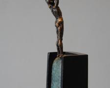 Stasis (Diver Series), 2005, bronze, steel, 52 x 7 x 7", ed. 1/9