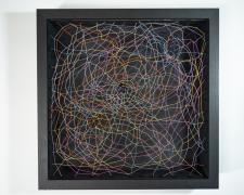 "A Battle of Influence", 2024, embroidery floss, 12 x 12 x 3"