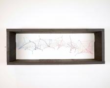 Ronald L. Jones, "Black [Genetics]", 2021, embroidery floss, clear cord, LED lights, wood enclosure, 10 x 5 x 7 1/2"