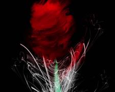 Catherine Asher Morgan, "Roses are Red and Read", 2022, digital photography and digital painting on silk, f.s. 25 1/2 x 18" / i.s. 21 1/2 x 14"