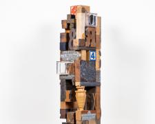 John Mark Sager, "Best Wishes to the Whole Town", 2022, assemblage, 24 x 7 x 7"