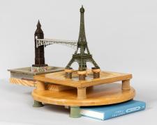 "A Tale of Two Cities", 2025, assemblage, 14 x 19 1/2 x 14" (view 2)