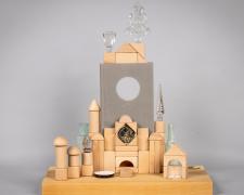 "City of God", 2024, assemblage, 19 1/2 x 17 x 9 1/2" (view 1)