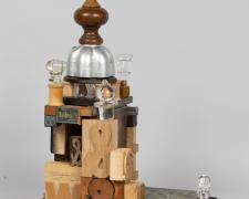 "Collage City", 2024, assemblage, 15 x 12 x 8 1/2" (view 1)
