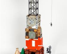 "Rebuilding Cities", 2024, assemblage, 21 x 12 x 8 1/2" (view 2)
