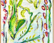 Sandi Seltzer Bryant, "English Garden Series #2", mixed media on canvas, 12 3/4 x 12 3/4"