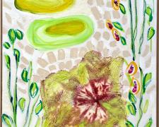 "English Garden Series #4", 2024, mixed media on canvas, f.s. 36 1/2 x 24 3/4 x 1 1/2"