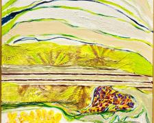 "English Garden Series #6", 2024, mixed media on canvas, f.s. 36 1/2 x 24 3/4 x 1 1/2"