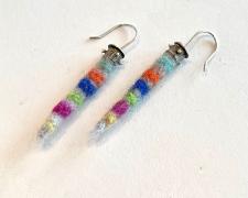 Sandie Zilker, "Dangling Soft Colors Earrings 2", 2023, sterling, felt, 1 1/2 x 1/4 x 1/4"