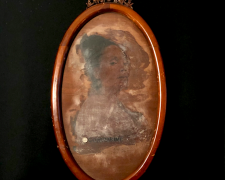 Concubine Ann Johnson, "Concubine", 2019, transfer print, found objects, 33 1/2 x 19 x 1 1/2"
