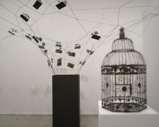 "Souls of Black Folks" (View 2), 2022, mixed media installation | Green Spaces: 5 x 3" each (variable heights)
