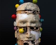 "Stack", 2024, fired ceramic and glaze, 20 3/4 x 10 1/4 x 12"