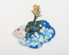 Talk to My Diary, 2015, gouache on gold leaf on paper, 8 3/4 x 8 1/6"