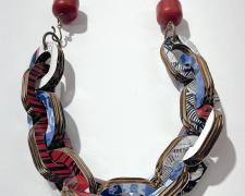 Tarina Frank, "Cardboard Couture", cardboard, recycled paper, brass, copper, amber beads