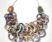 Tarina Frank, "Multiple Layers", recycled paper, wood, sterling silver, ceramic beads