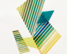 The Calm Waters, 2015, gouache, painted plexiglas, acetate on paper, 17 x 12"