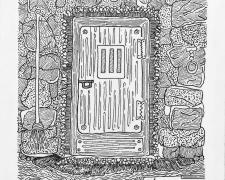 "The Chamber", 2020, ink on Stonehenge paper, 7 x 6"