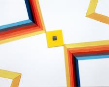 The Maze, 2016, gouache, plexiglas, aluminum on paper, 12 x 17"