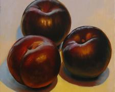 Three Plums, 2016, oil on board, 12 x 12"