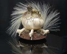 Basia Hawicz, "The Unrivaled Has Arrived", 2025, egg, mixed media, 6 x 8 x 5"