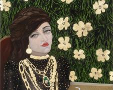 Untitled, 2015, gouache and gold leaf on paper, 28 x 20"