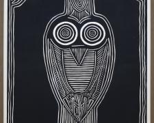 Sarah Fisher, "We Were There (IV of IX)", 2022, hand-printed linocut on mulberry paper, 34 3/4 x 26 3/4"