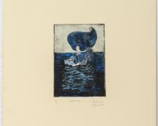 Stephanie Mercado, "Weathervane", 2014, drypoint with gouache and chine-nolle, 11 3/4 x 9 1/4"