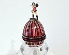 "My Mother Sculpted Me from Clay", 2026, egg, mixed media, 5 x 3 x 3"