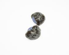Dongyi Wu, "Passerby5 No.11", earrings: fabric, faux fur, cotton, sterling silver, sewing thread, 2.8' x 2.4 x 1.1" (each)