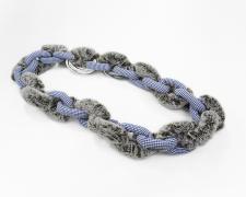 Dongyi Wu, "Passerby 5 No.16", necklace: faux fur, fabric, plastic, cotton, shoelace, thread, sewing thread, 26.4 x 14.2 x 3.3"