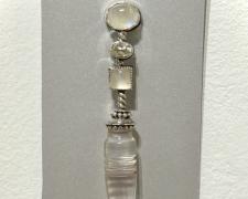 Sandie Zilker, "Pin #1", 2025, sterling, moonstones, rock crystal, acrylic
