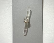 Sandie Zilker, "Pin #3", sterling, moonstones, acrylic