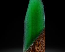 Hunter Green Crystal, cast and cut glass, fused steel, 29 x 9 x 4"