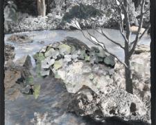 Introspection #3, 2006, mixed media on photography, 31 x 20"