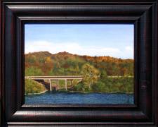 Bridge Over Coon Creek, Where It Joins the Lake (Branson, MO), 2013, acrylic, canvas on plywood, f.s. 13 1/2 x 16 1/2" / i.s. 9 x 12"