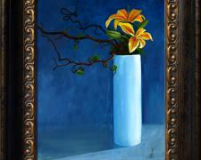 Lillies, 2011, acrylic on canvas panel, f.s. 19 1/4 x 16 1/4" / i.s. 14 x 11"