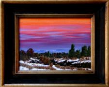 Southwest Winter Evening, 2011, acrylic on canvas panel, f.s. 14 1/2 x 17 1/2" / i.s. 9 x 12"