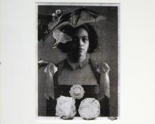 Belle Cantos Series (Bat), 2012, collage, p.s. 15 1/2 x 13" / i.s. 9 1/2 x 7"
