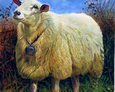 Bellwether Before an Apple Tree, 2008, acrylic on paper, i.s. 26 x 18" / f.s. 36 1/2 x 28 1/2", (Secondary Market)