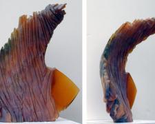 Amber Bird, 2005, cast and cut glass, fused steel, 14 1/2 x 10"