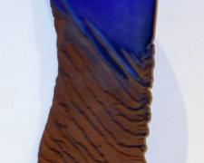 Blue Figure, 2005, cast and cut glass, fused steel, 21 x 9 x 2"
