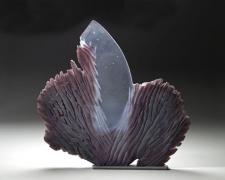 Maroon Flight 2008 Cast and cut Bullseye glass 24 x 25 x 1"