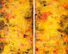 Poet's Remorse (diptych), 2013, encaustic on panel, 36 x 32"