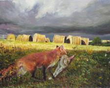 Brer' Fox, Brer' Rabbit and Butterwood, 2009, acrylic on paper, i.s. 6 1/8 x 8 5/8" 