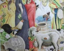 Wedding at Cana, 2015, graphite and acrylic on paper, 30 x 30 “